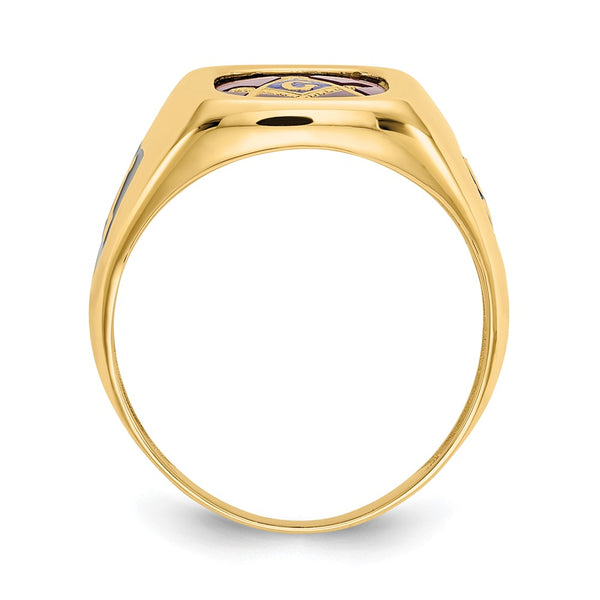 10K Men's Masonic Ring with Lab-Created Ruby - Style GR1-1000710
