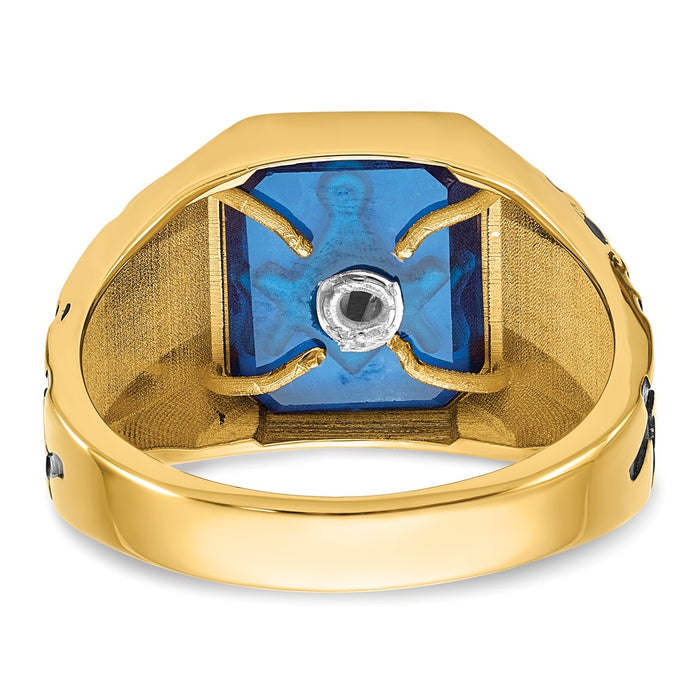 Exclusive 10K Men's Polished Antiqued Masonic Ring | Stylish Grooved Design-5