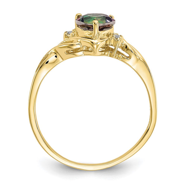 10K Heart Mystic Fire Topaz Ring with 0.01ct Diamond Accent