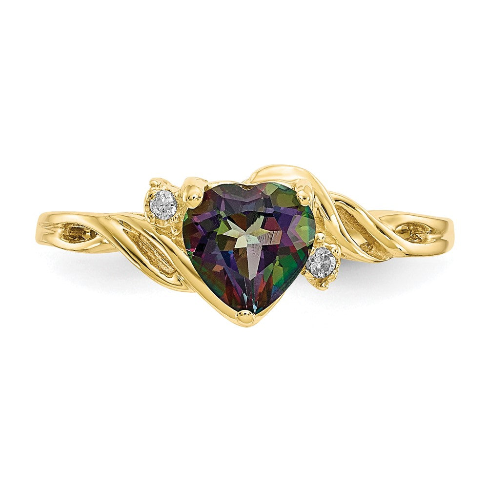Shop Exclusive 10K Heart Mystic Fire Topaz Ring with 0.01ct Diamond Accent
