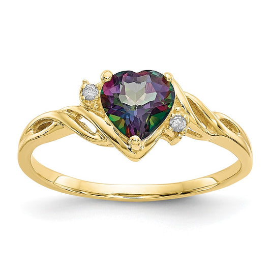 Shop Exclusive 10K Heart Mystic Fire Topaz Ring with 0.01ct Diamond Accent