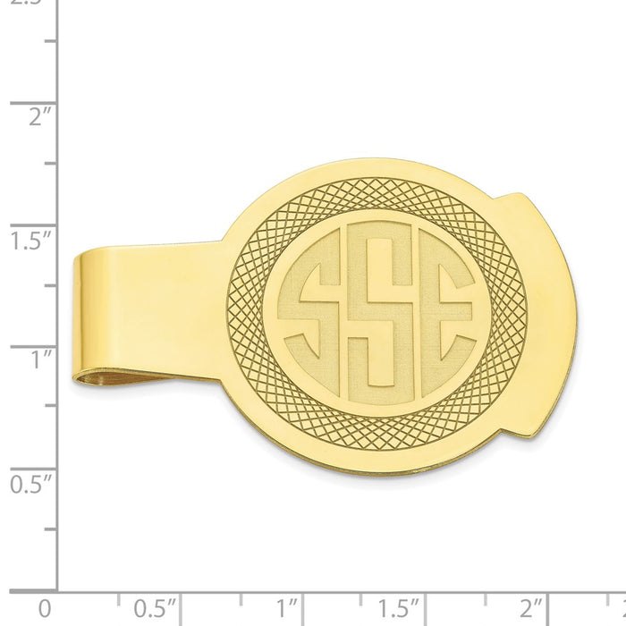 High-Quality 10K Yellow Gold Round Money Clip - Stylish Monogram Design-3