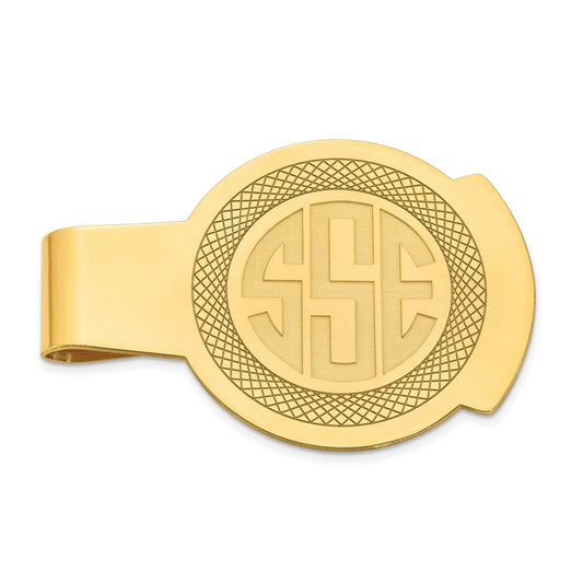 High-Quality 10K Yellow Gold Round Money Clip - Stylish Monogram Design