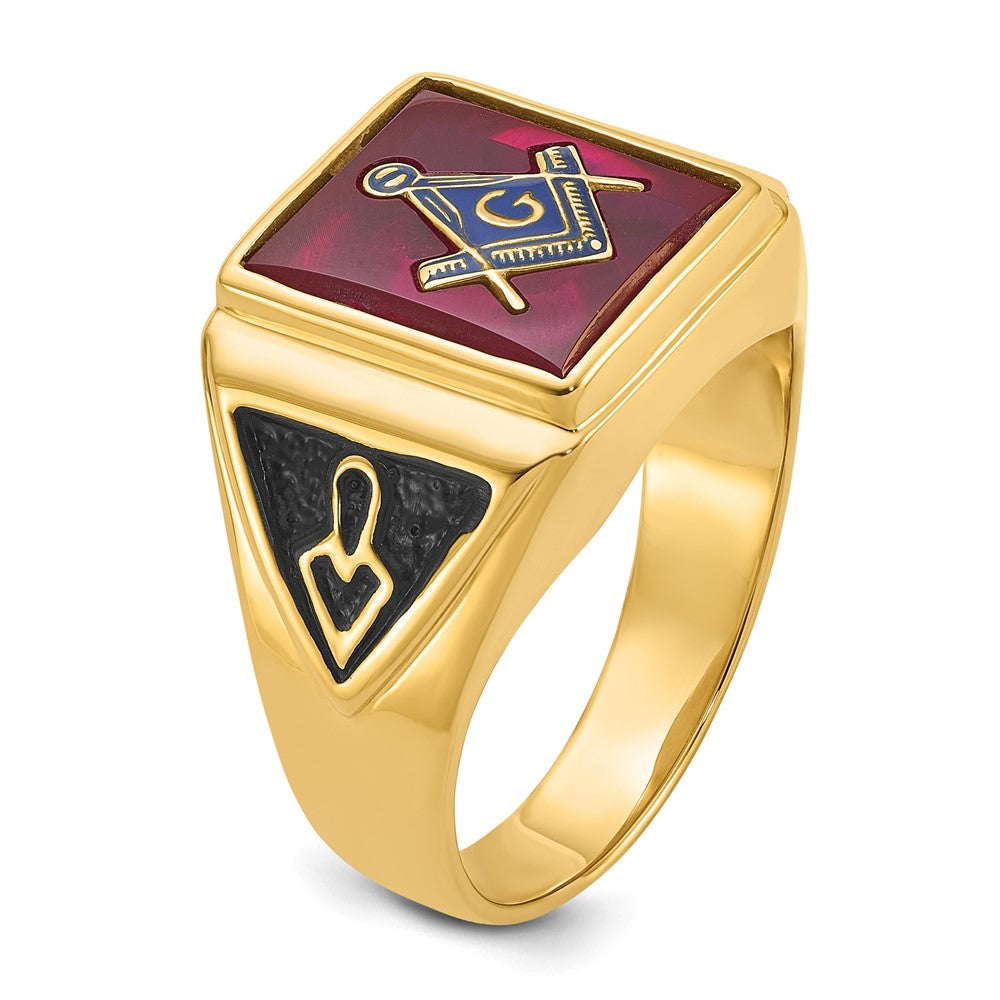 Shop 10K Men's Masonic Ring with Lab-Created Ruby, Stylish Finish & Value