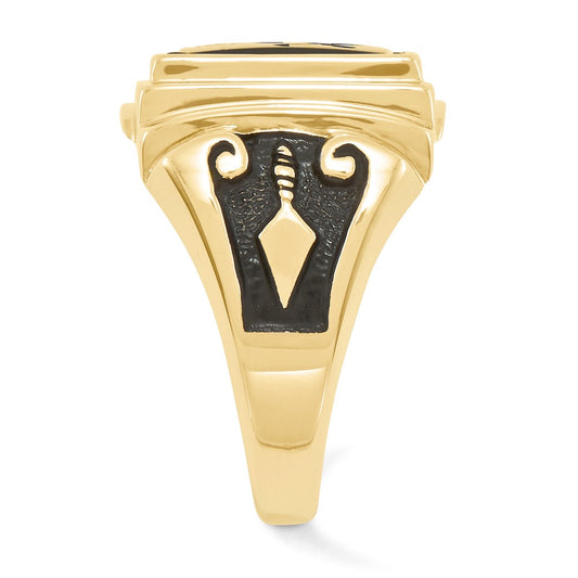 Shop Stylish 10K Men's Masonic Ring with Onyx Inlay & Polished Finish