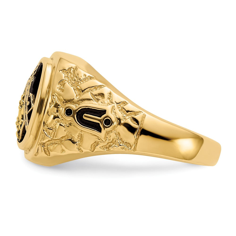 Exclusive 10K Polished Nugget-Textured Masonic Ring with AA Quality Diamonds