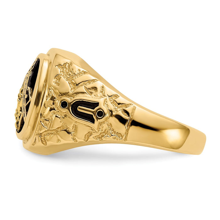 Exclusive 10K Polished Nugget-Textured Masonic Ring with AA Quality Diamonds-3