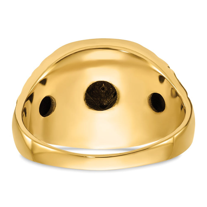Exclusive 10K Polished Nugget-Textured Masonic Ring with AA Quality Diamonds-5
