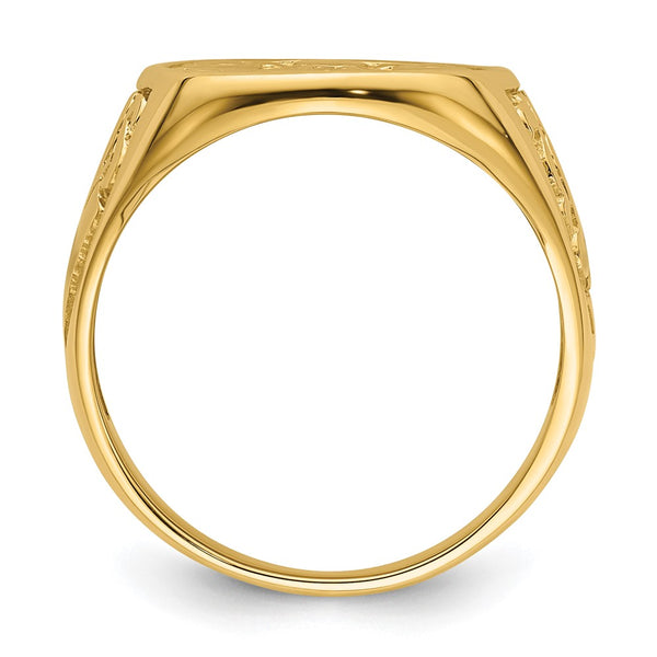 10K Men's Polished Grooved Masonic Ring