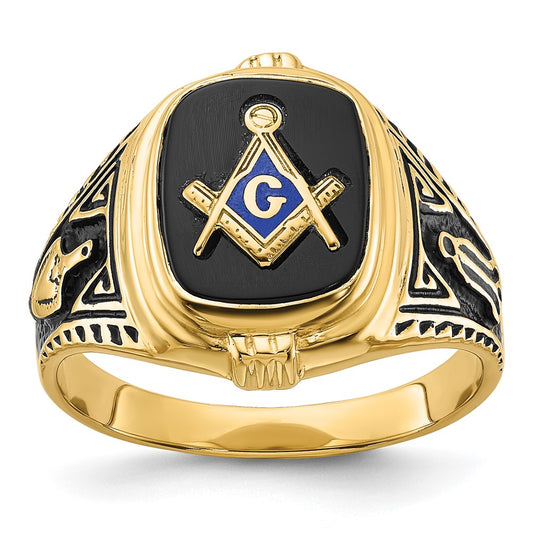 Shop Exclusive 10K Men's Masonic Ring with Onyx Stone - Stylish Finish