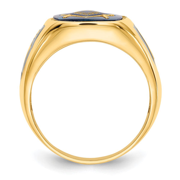 10K Men's Masonic Ring with Imitation Blue Spinel