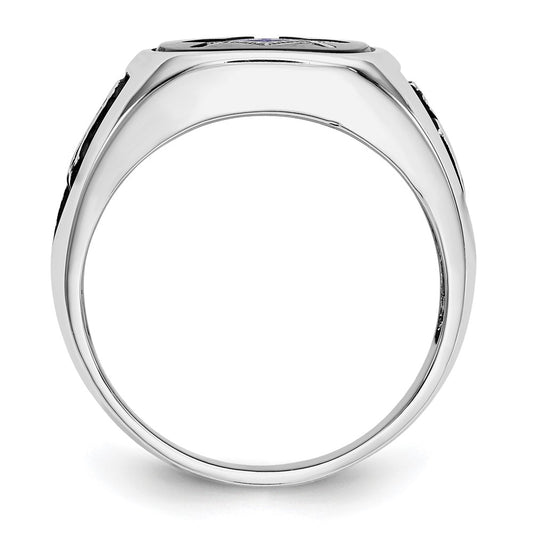 Exclusive 10K White Gold Masonic Ring with Onyx Accents - Stylish & Affordable