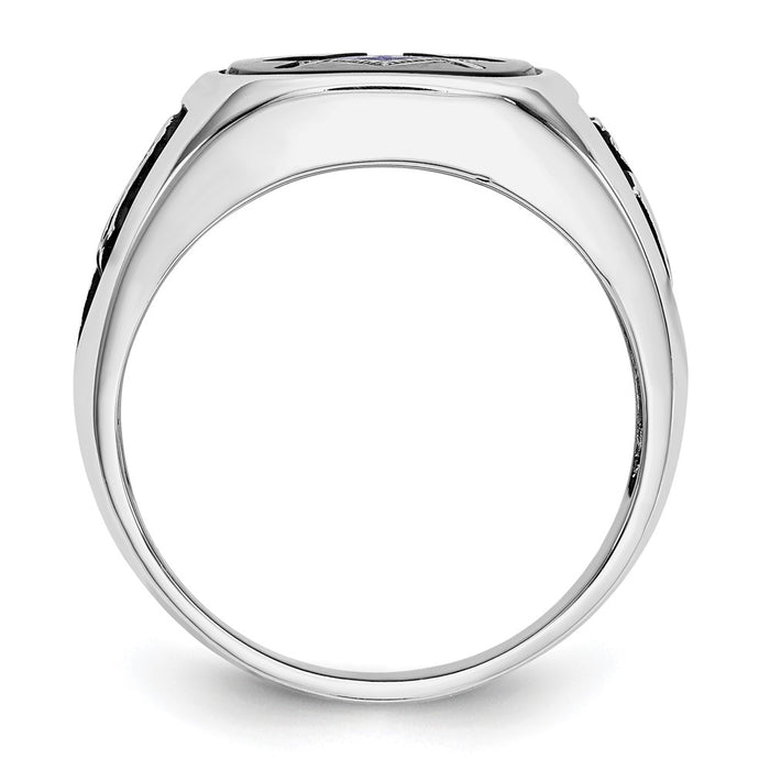 Exclusive 10K White Gold Masonic Ring with Onyx Accents - Stylish & Affordable-2