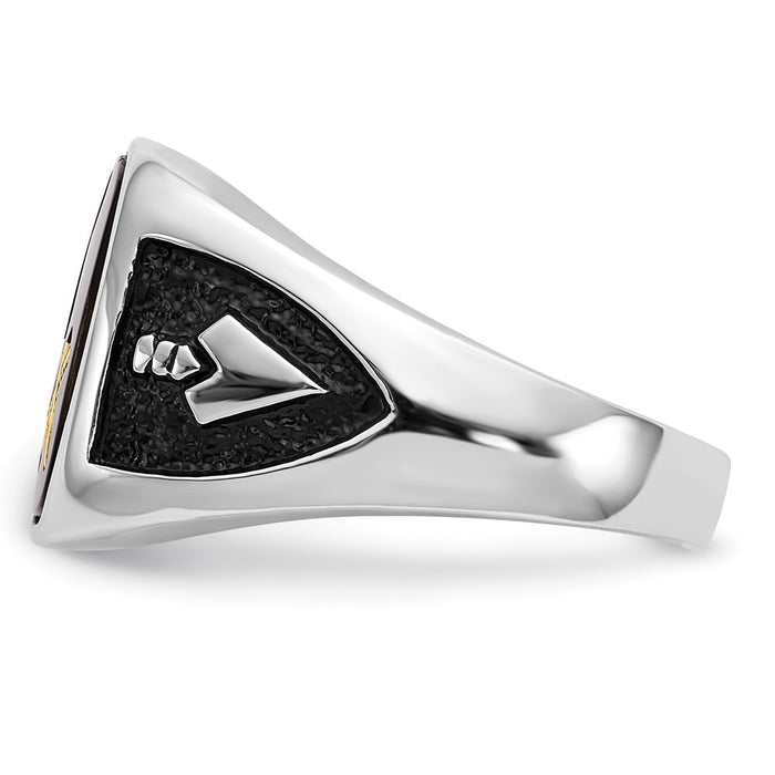 Exclusive 10K White Gold Masonic Ring with Onyx Accents - Stylish & Affordable-3