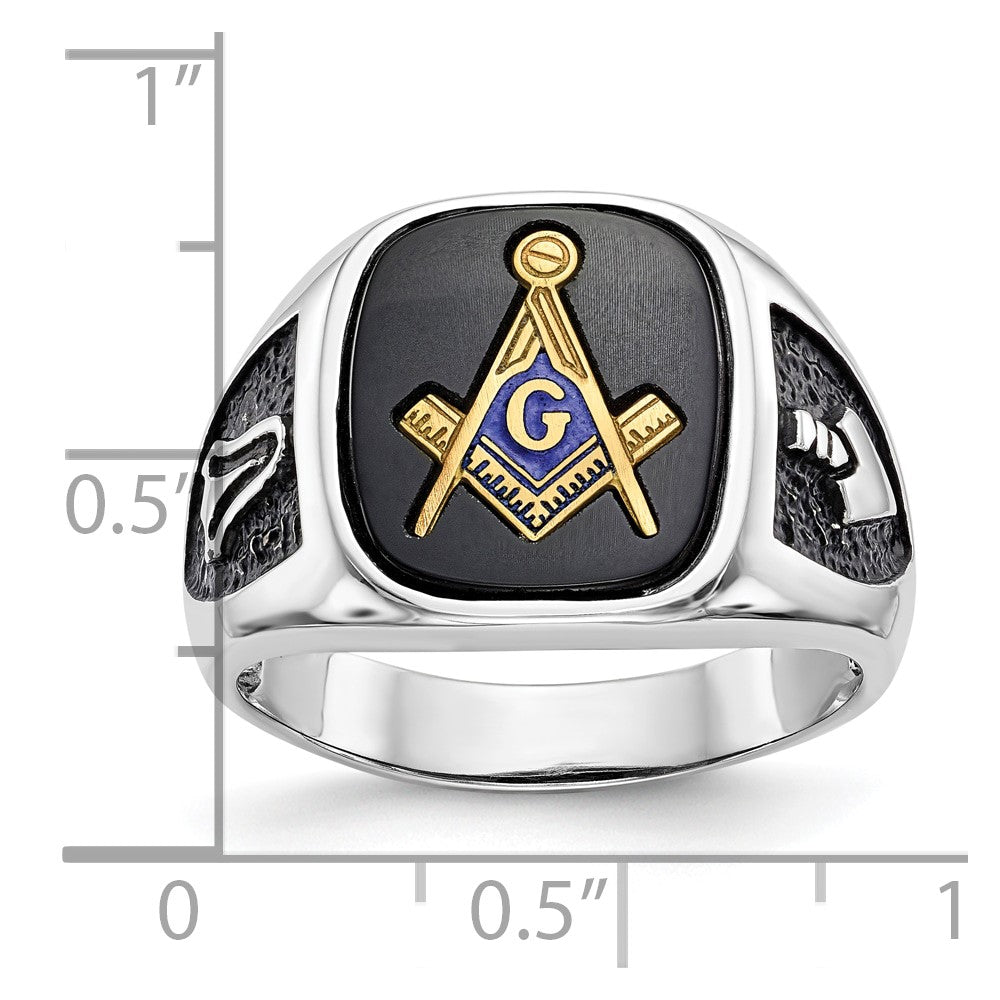 Exclusive 10K White Gold Masonic Ring with Onyx Accents - Stylish & Affordable