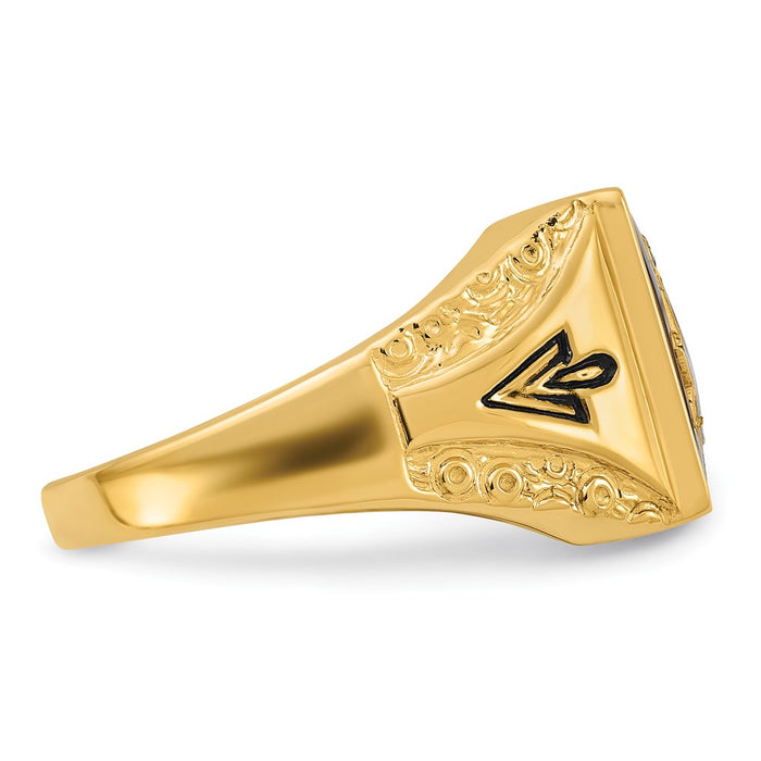 Exclusive 10K Men's Masonic Ring - Polished & Antiqued with Imitation Blue Spinel-7