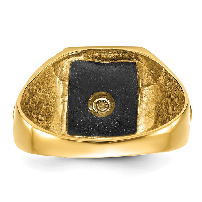 Exclusive 10K Men's Onyx Masonic Ring | Stylish Polished & Antiqued Finish-5