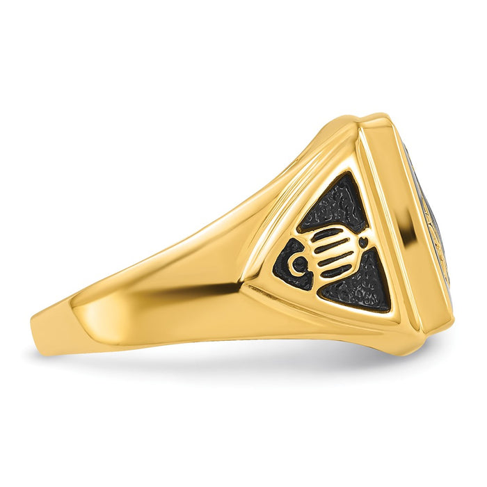 Exclusive 10K Men's Onyx Masonic Ring | Stylish Polished & Antiqued Finish-7