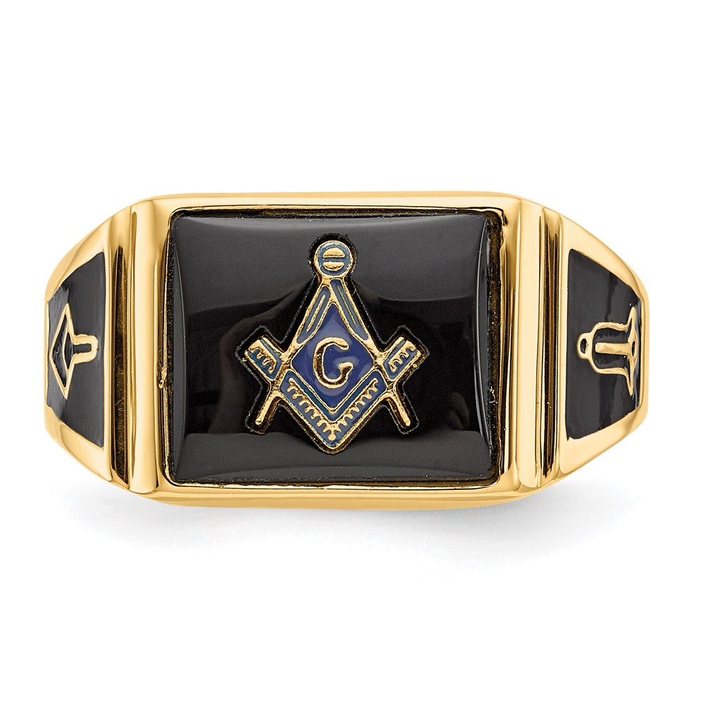Shop Exclusive 10K Men's Masonic Ring with Onyx Inlay, Stylish Finish, Affordable Price