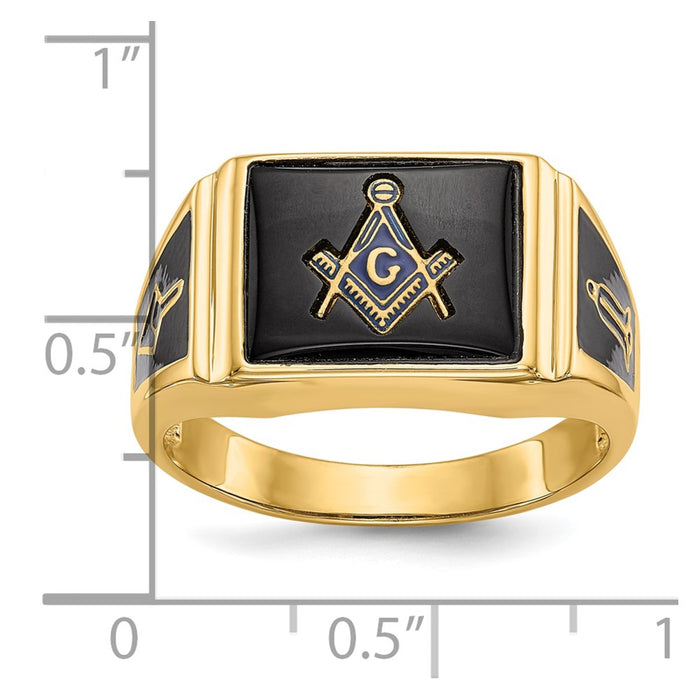 Shop Exclusive 10K Men's Masonic Ring with Onyx Inlay, Stylish Finish, Affordable Price-8