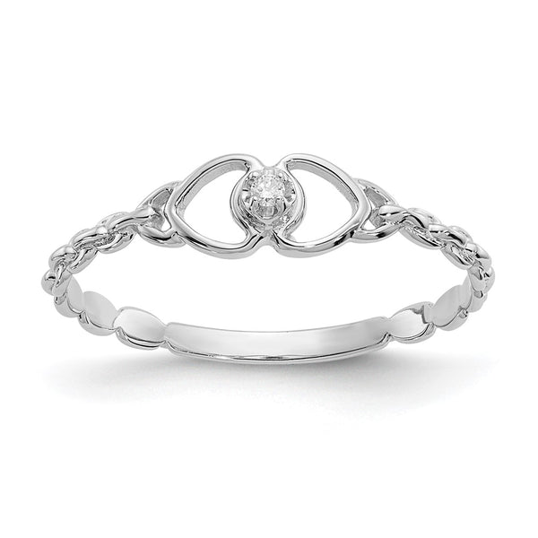 10K White Gold Heart Ring with AA Diamonds