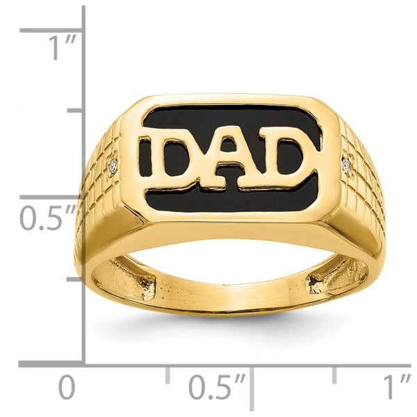 10K White Gold Dad Ring with Diamonds & Onyx