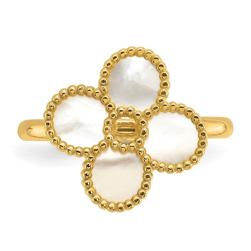 Buy Herco 14K Gold Floral Ring with Mother of Pearl - Stylish & Affordable!