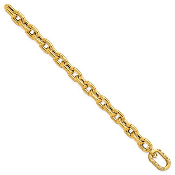 Herco 14K Gold 11mm CZ Bracelet - 8.5" Cable Link