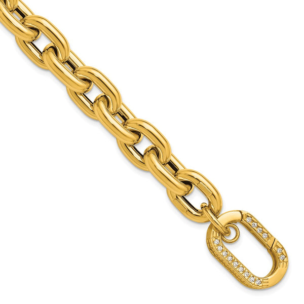 Herco 14K Gold 11mm CZ Bracelet - 8.5" Cable Link