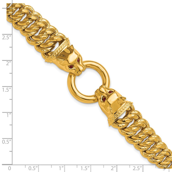 Exclusive Herco 14K Gold Panther Bracelet 7.75" - Stylish Red CZ Gemstone-5