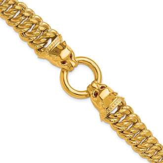 Exclusive Herco 14K Gold Panther Bracelet 7.75" - Stylish Red CZ Gemstone