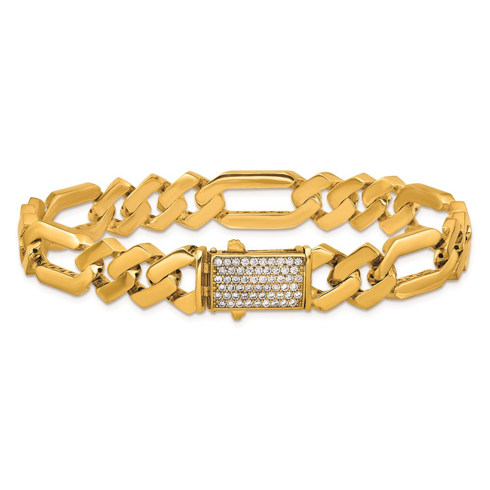 Exclusive 14K Gold Polished CZ Bracelet - 10.5mm, 8.25 Inches - Stylish Value