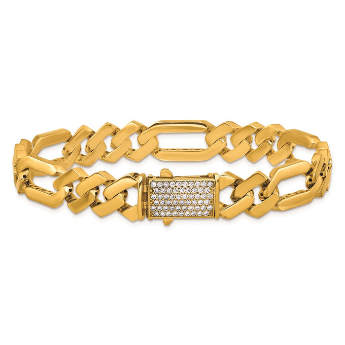 Exclusive 14K Gold Polished CZ Bracelet - 10.5mm, 8.25 Inches - Stylish Value-3