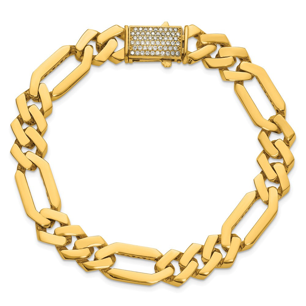 Exclusive 14K Gold Polished CZ Bracelet - 10.5mm, 8.25 Inches - Stylish Value