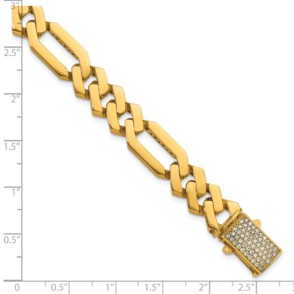 Exclusive 14K Gold Polished CZ Bracelet - 10.5mm, 8.25 Inches - Stylish Value