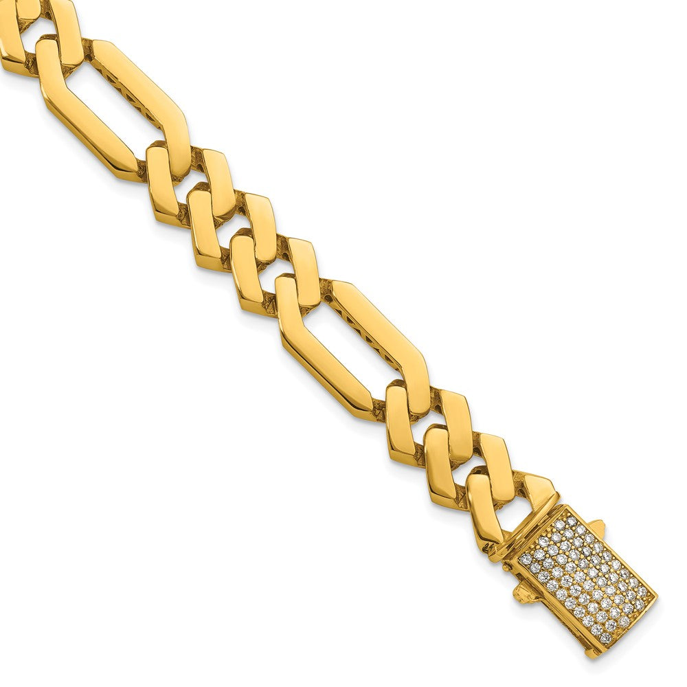 Exclusive 14K Gold Polished CZ Bracelet - 10.5mm, 8.25 Inches - Stylish Value