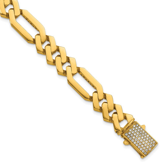 Exclusive 14K Gold Polished CZ Bracelet - 10.5mm, 8.25 Inches - Stylish Value