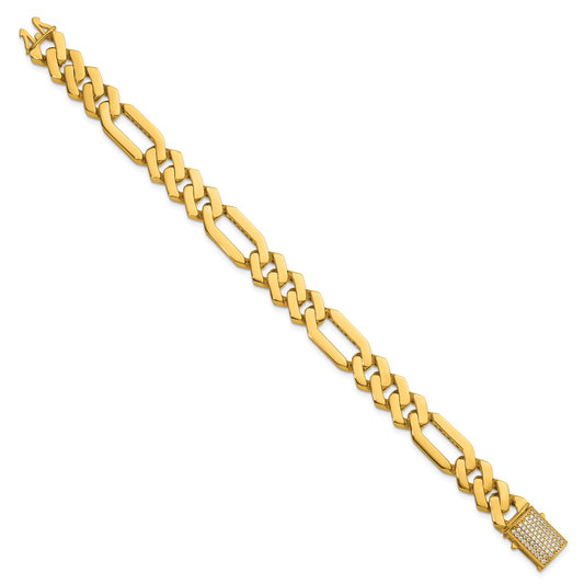 Exclusive 14K Gold Polished CZ Bracelet - 12.3mm Fancy Link, Stylish Value!