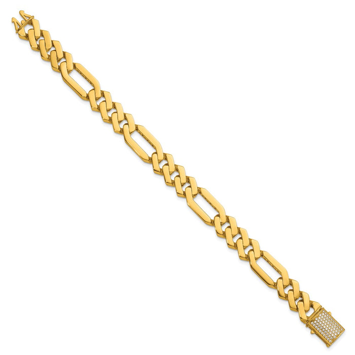 Exclusive 14K Gold Polished CZ Bracelet - 12.3mm Fancy Link, Stylish Value!-2