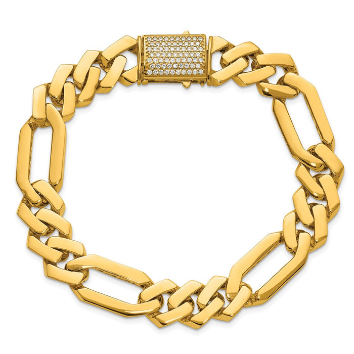 Exclusive 14K Gold Polished CZ Bracelet - 12.3mm Fancy Link, Stylish Value!-4
