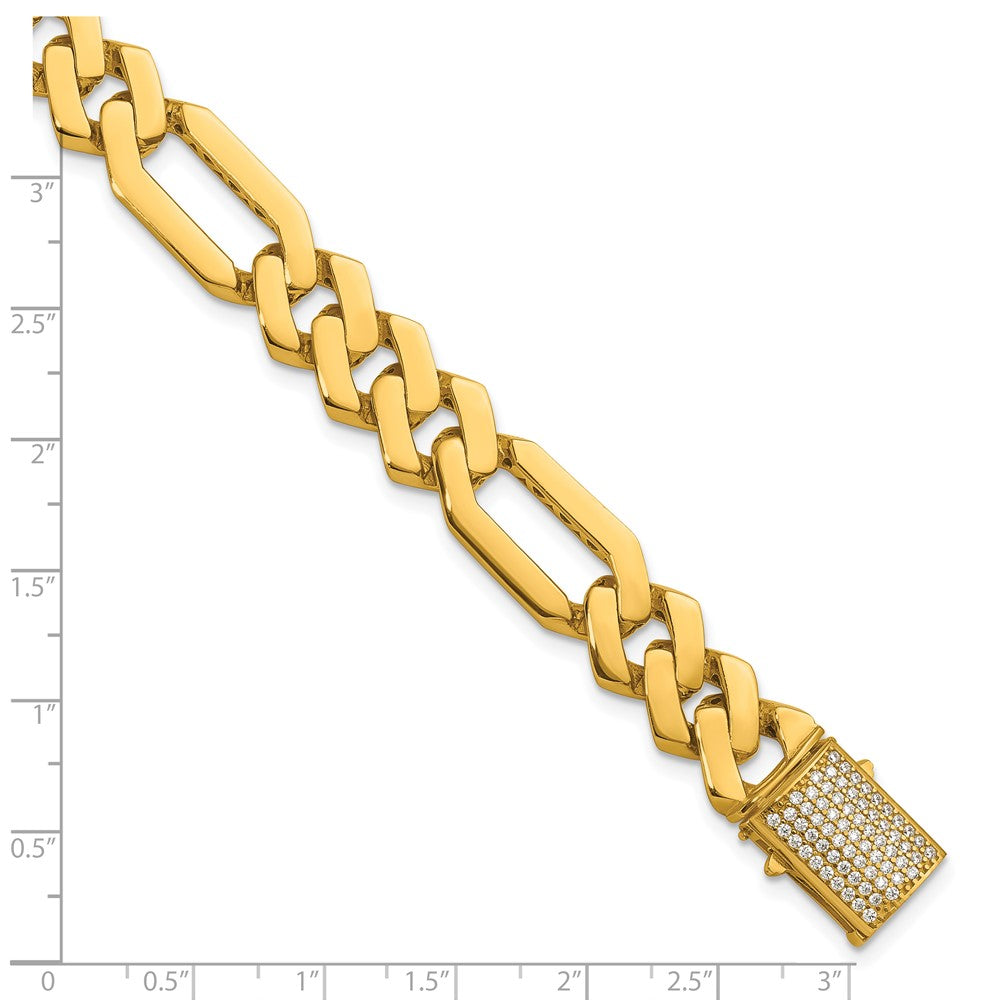 Exclusive 14K Gold Polished CZ Bracelet - 12.3mm Fancy Link, Stylish Value!