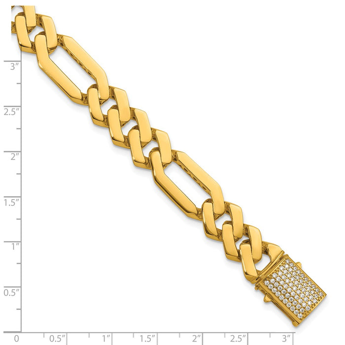 Exclusive 14K Gold Polished CZ Bracelet - 12.3mm Fancy Link, Stylish Value!-5