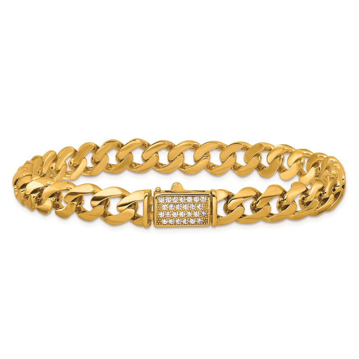 Buy Exclusive Herco 14K Gold Polished CZ Curb Link Bracelet - 8.3mm, 8.25"-3