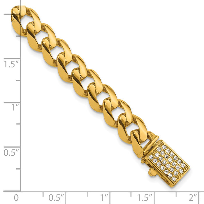 Buy Exclusive Herco 14K Gold Polished CZ Curb Link Bracelet - 8.3mm, 8.25"-5