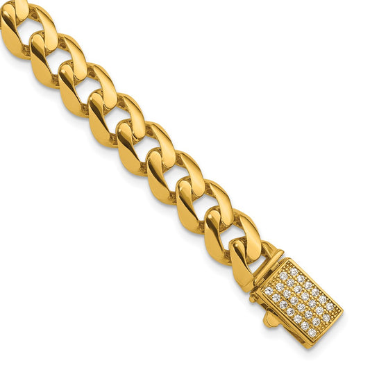Buy Exclusive Herco 14K Gold Polished CZ Curb Link Bracelet - 8.3mm, 8.25"