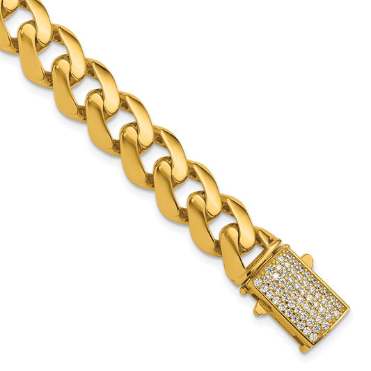 Shop Exclusive Herco 14K Gold Polished CZ Bracelet - 10.5mm, 8.25" Stylish Value