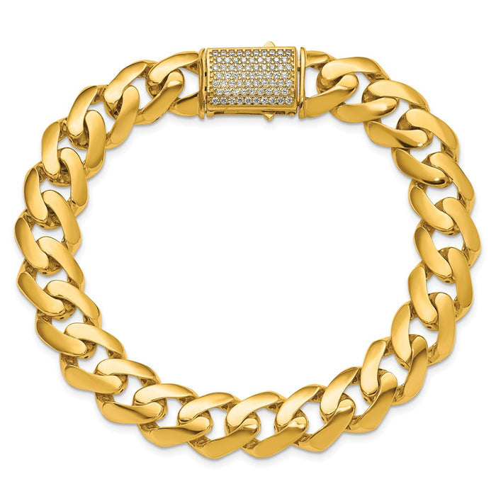 Buy Stylish 14K Gold 12mm CZ Curb Link Bracelet - 8.5 Inches, Luxury Value-4