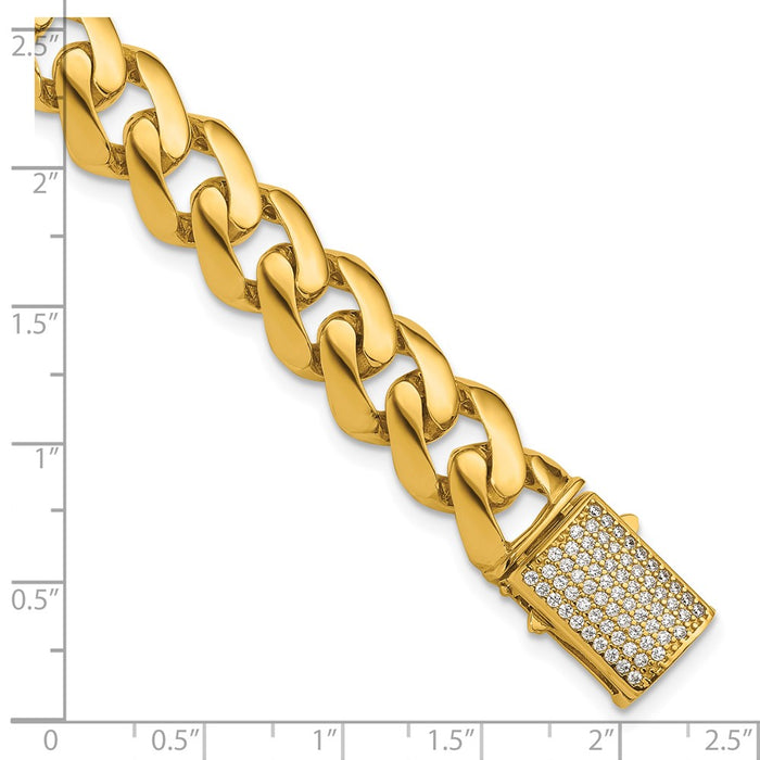Buy Stylish 14K Gold 12mm CZ Curb Link Bracelet - 8.5 Inches, Luxury Value-5