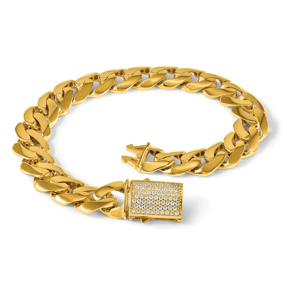 Buy Stylish 14K Gold 12mm CZ Curb Link Bracelet - 8.5 Inches, Luxury Value
