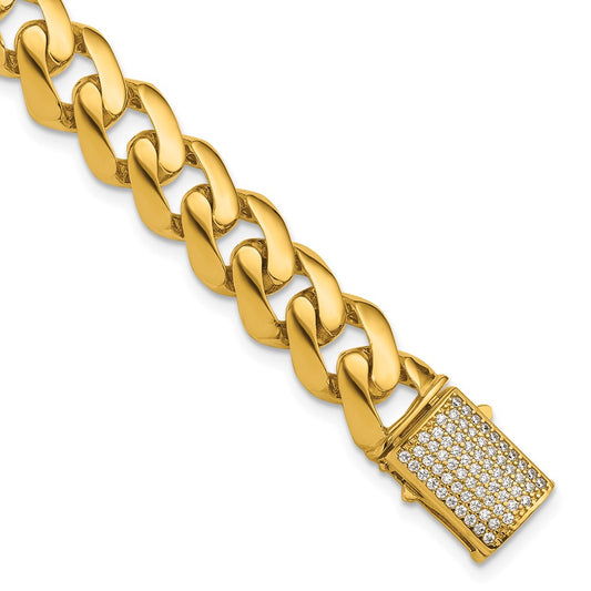 Buy Stylish 14K Gold 12mm CZ Curb Link Bracelet - 8.5 Inches, Luxury Value